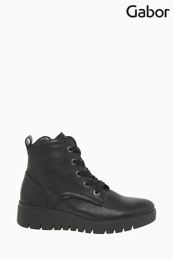 Gabor Dando Black Leather Ankle Black Boots (N38038) | £115