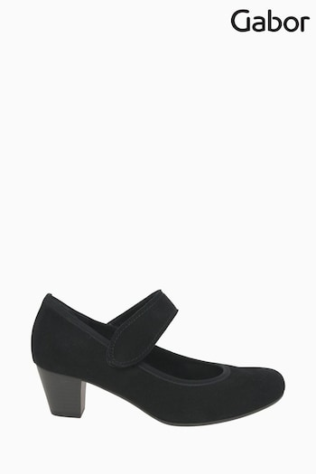 Gabor Illuminate Black Suede Court Black Shoes (N38039) | £100