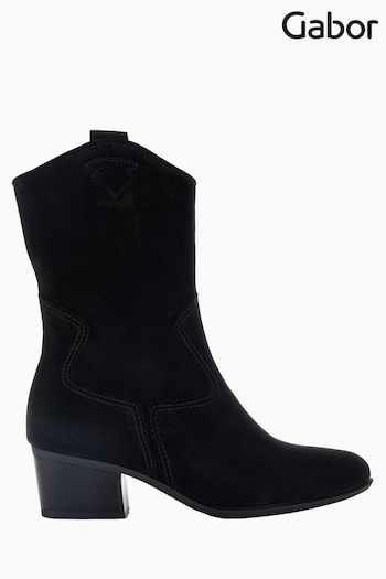 Gabor Kirsten Black Suede Cowboy Style Black Boots (N38043) | £130