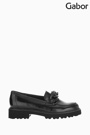 Gabor Squeeze Black Patent Leather Loafers (N38047) | £120