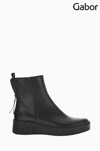 Gabor Tower Black Leather Ankle Boots (N38048) | £125
