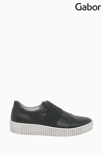 Gabor Willow Black Leather Casual Trainers (N38049) | £95