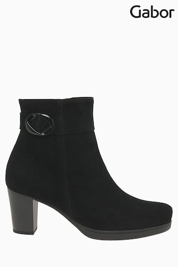 Gabor Dove Black Suede Ankle Boots (N38052) | £120