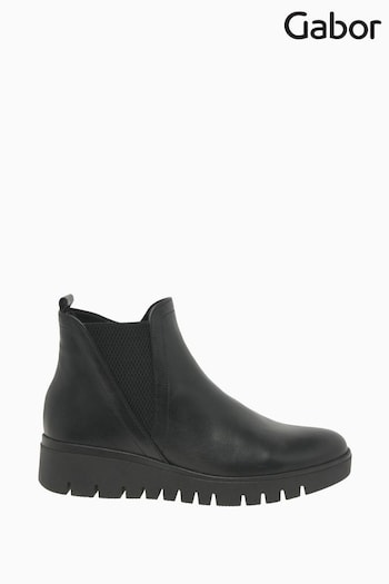 Gabor Dublin Black Leather Ankle chunky Boots (N38053) | £105