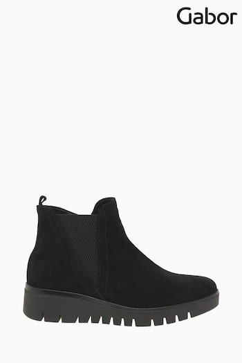 Gabor Dublin Black Suede Ankle Black chunky Boots (N38062) | £105