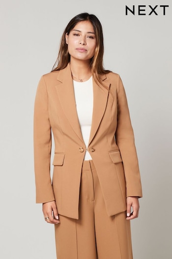 Camel Brown Tailored Crepe Edge to Edge Fitted Blazer (N38088) | £65