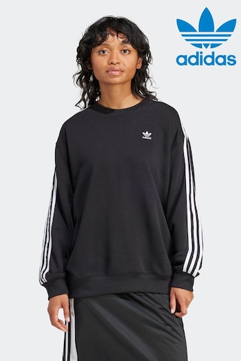 adidas final Originals 3-Stripes Oversized Crew Black Sweatshirt (N38120) | £60