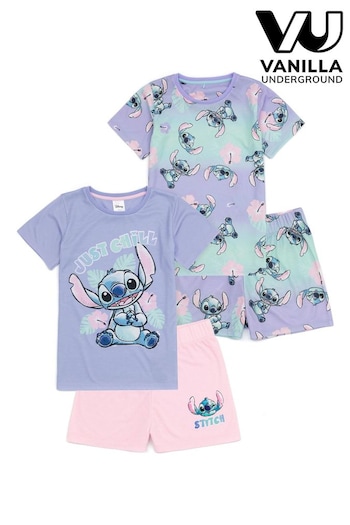 Vanilla Underground Purple Girls Disney Lilo & Stitch Pyjamas 2 Pack (N38135) | £27