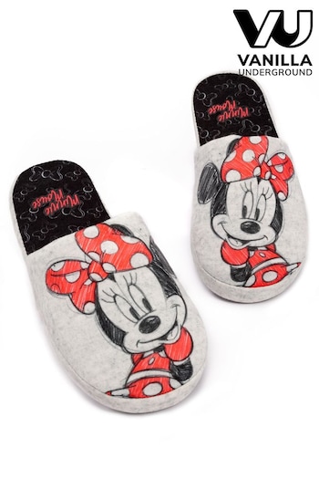 Vanilla Underground Grey Minnie Mouse Womens Mule Slippers (N38149) | £20