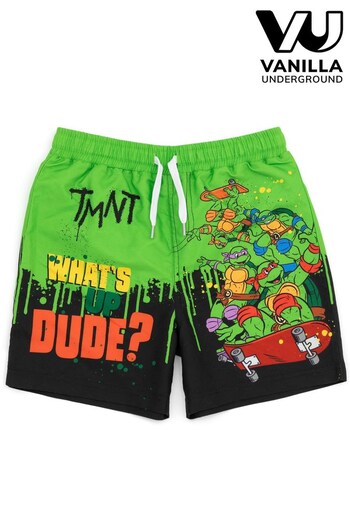 Vanilla Underground Green Inspired Teenage Mutant Ninja Turtles Licencing Swim Shorts (N38153) | £16