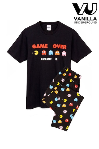 Vanilla Underground Black Pacman Marvel Mens Long Leg Pyjama Set (N38156) | £28