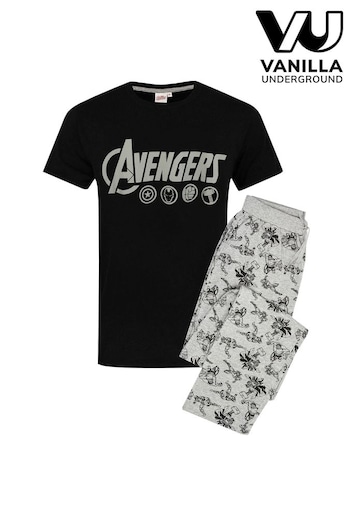 Vanilla Underground Black Marvel Mens Long Leg Pyjama Set (N38157) | £28