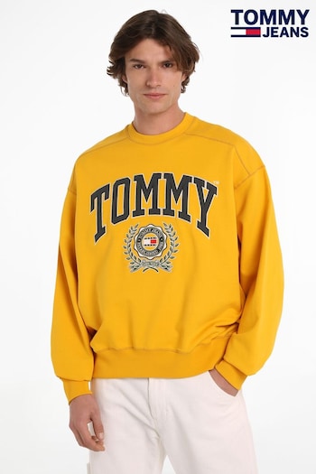 Tommy Jeans Yellow College Boxy Fit Logo Sweatshirt (N38252) | £85
