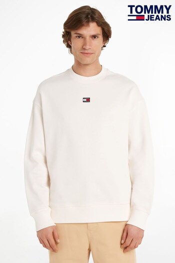 Tommy Jeans Badge Relaxed White Sweatshirt (N38262) | £85