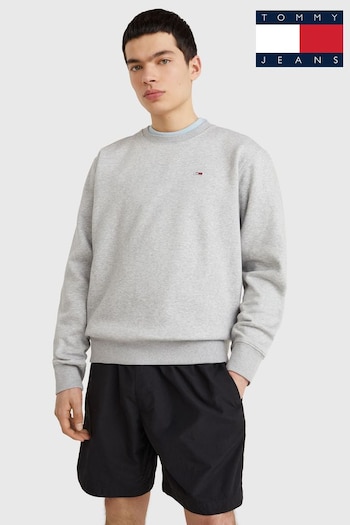 Tommy coton Jeans Grey Flag Patch Fleece Sweatshirt (N38267) | £70