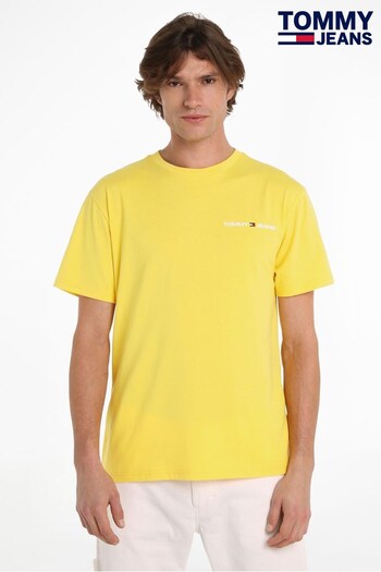 Tommy Jeans Yellow Linear Chest Logo T-Shirt (N38268) | £35