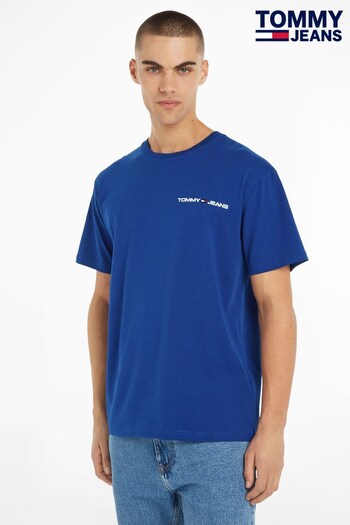 Tommy Jeans Blue Linear Chest Logo T-Shirt (N38269) | £35
