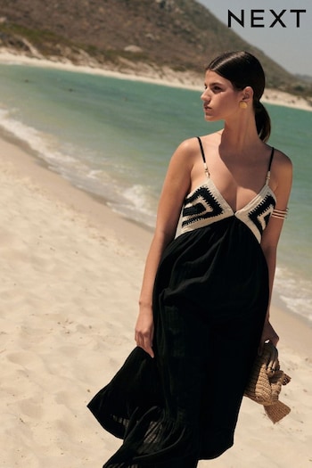 Black/White Crochet Maxi Summer Dress (N38302) | £52