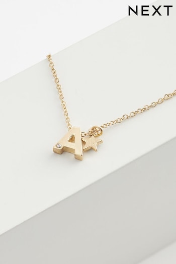 Gold Tone A Star Initial Necklace (N38328) | £8