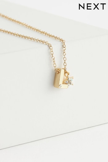 Gold Tone L Star Initial Necklace (N38330) | £8