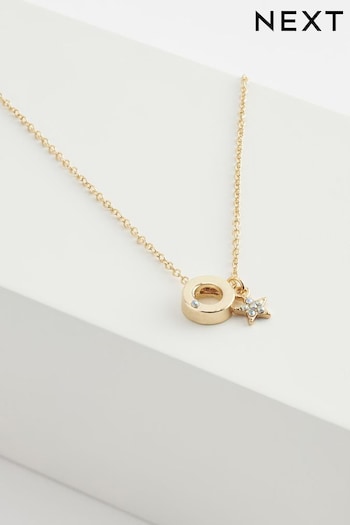 Gold Tone O Star Initial Necklace (N38332) | £8