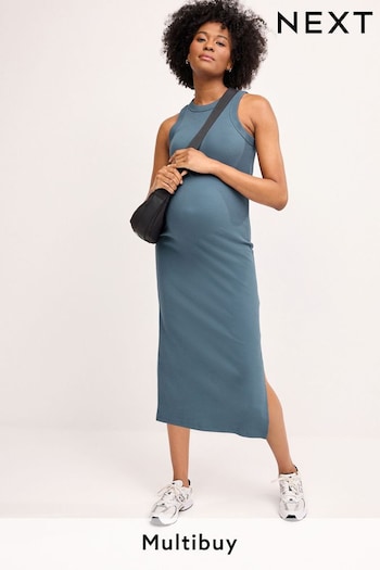 Blue Maternity Ribbed Dress (N38364) | £28