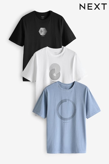Blue/white/black 3 Pack Smart Graphic Print T-Shirt 3 pack (N38383) | £35