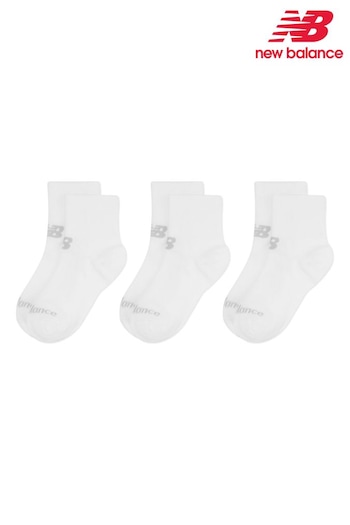 New Balance White Multipack Ankle Flat Socks (N38417) | £10