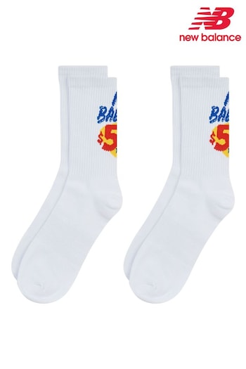 New Balance White Multipack 574 Graphic Midcalf Socks (N38427) | £12