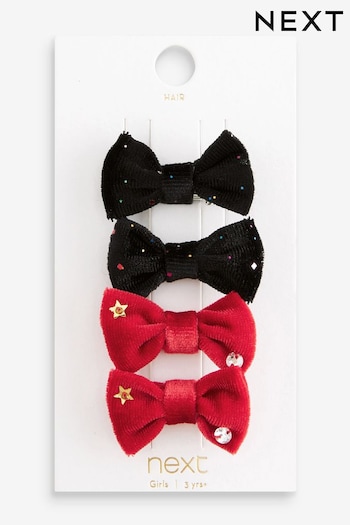 Black Star and Gem Bow Hair Clips 4 Pack (N38441) | £8