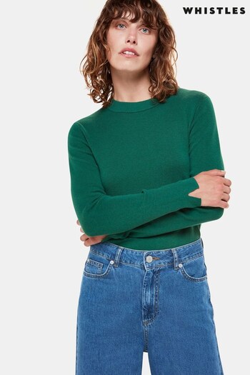 Whistles Green Mia Fitted Crew Neck Knit (N38494) | £79