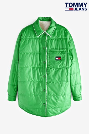 Tommy Jeans Green Reversible Sherpa Shacket (N38505) | £200