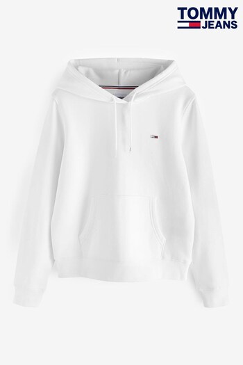 Tommy Jeans Organic Cotton Regular Fit White Hoodie (N38509) | £75