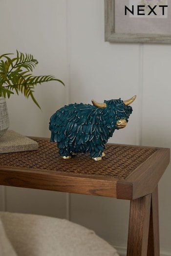 Teal and Gold Hamish the Highland Cow Ornament (N38533) | £12