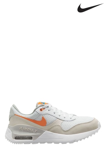 Nike White/Grey/Orange Youth Air Max SYSTM Trainers (N38544) | £65