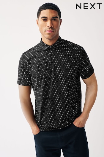 Black Polka Dot Polo Shirt (N38554) | £16