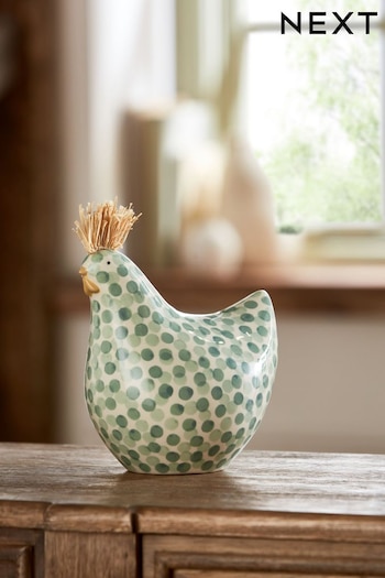 Grey/White Green and White Chicken Ornament Chicken (N38558) | £12