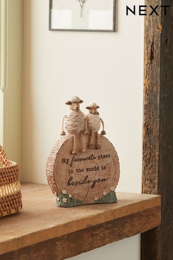 Natural Sheep Sentiment Log Ornament (N38561) | £18