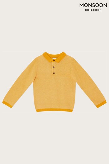 Monsoon Yellow Mixed Knit Polo Sweatshirt (N38578) | £22 - £28