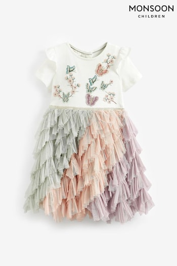 Monsoon Baby Pink Butterfly Ruffle Disco Dress (N38590) | £34 - £38