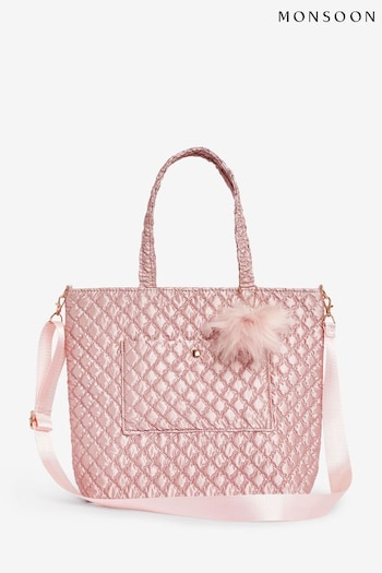 Monsoon Girls Pink Shimmer Quilted Tote Bag (N38592) | £25