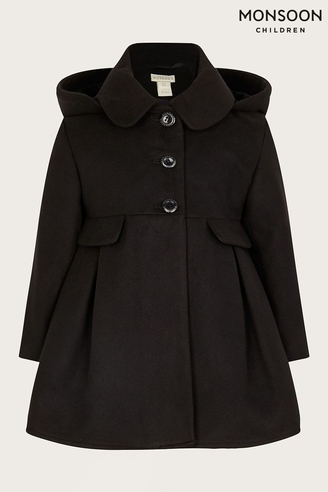Girls plain black coat clearance