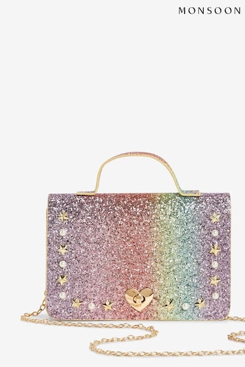Monsoon Pink Over The Rainbow Glitter Satchel Bag (N38605) | £16