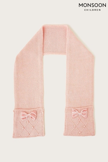 Monsoon Pink Pearly Mitten Detail Scarf with Recycled Polyester (N38612) | £15