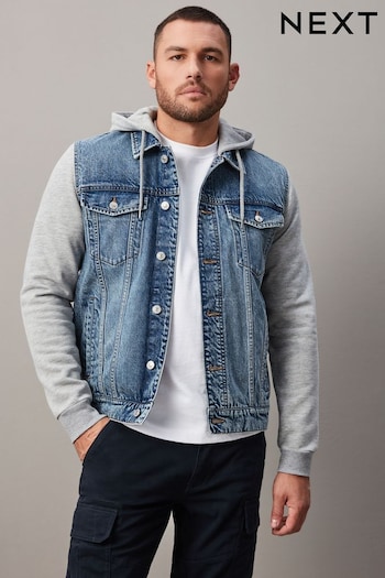 Blue Denim Jacket With Jersey Sleeve And Hood (N38686) | £45