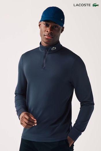 Lacoste Navy Blue Essentials Quarter Zip Stretch Sports Sweatshirt (N38710) | £130