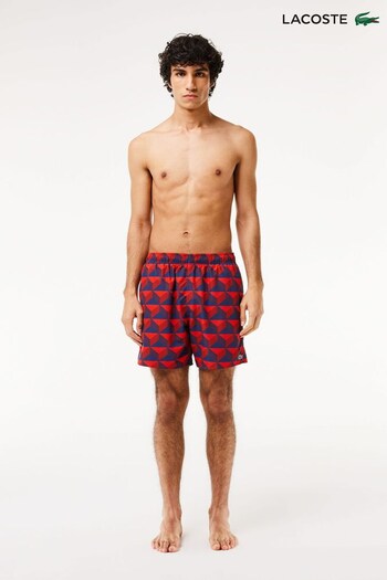 Lacoste Red Patterned Swim Trunks (N38728) | £80