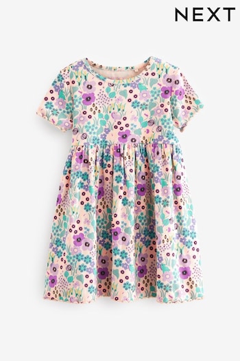 Lilac Ditsy Ribbed Jersey Dress (3mths-7yrs) (N38882) | £6 - £8