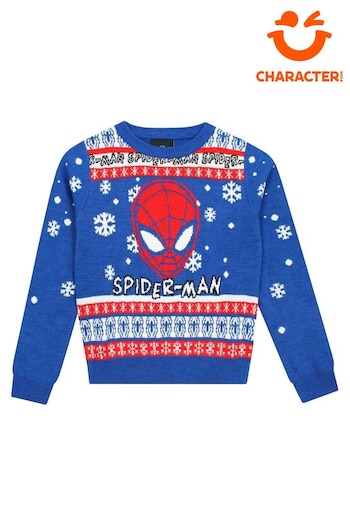 Character Blue Christmas Spiderman Jumper (N38992) | £27