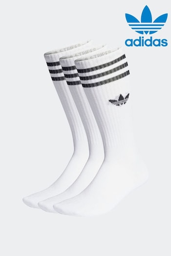 adidas links Originals Solid Crew White Socks 3 Pairs (N39055) | £13